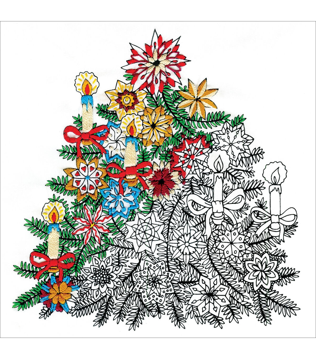 Design Works 10 Christmas Tree Zenbroidery Stamped Embroidery Kit