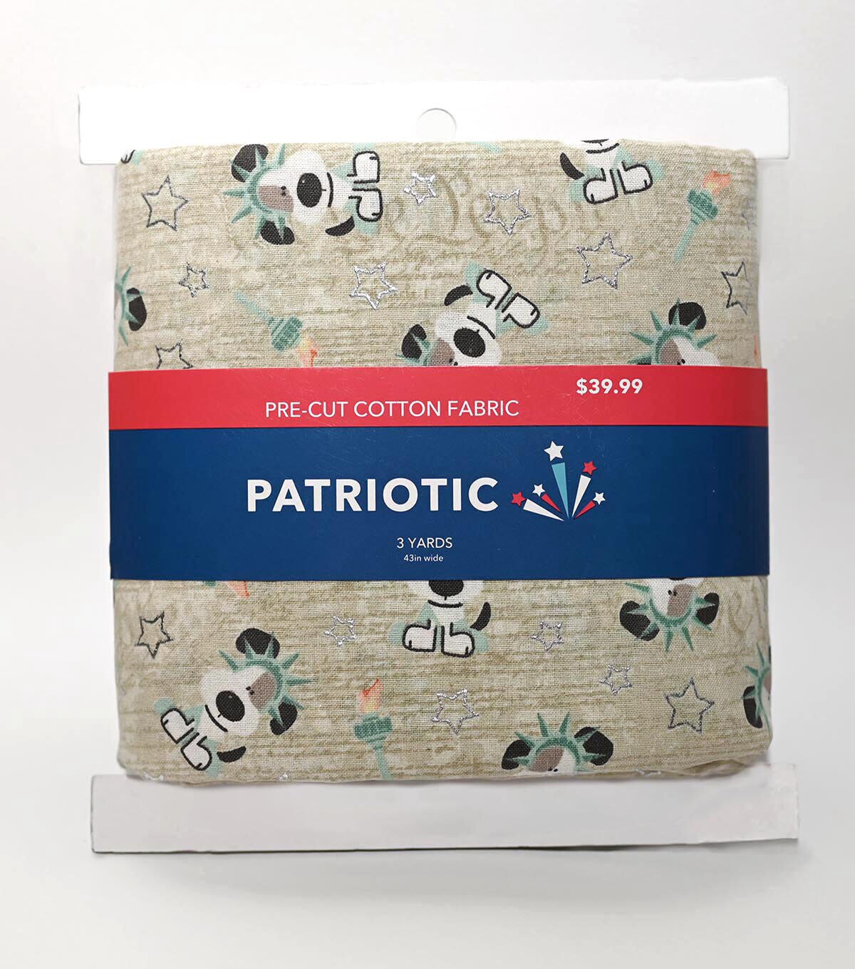 3yd Gray I Woof You Statue Of Liberty Precut Foil Cotton Fabric