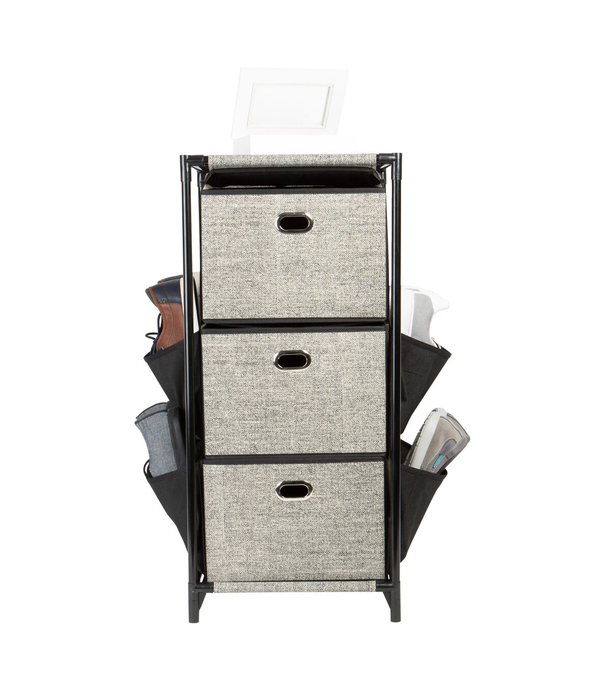 Simplify 30 Gray 3 Tier Storage Drawers With Black Side Pockets
