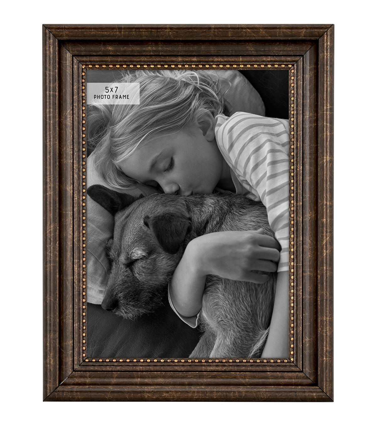 MCS 5 x 7 Espresso & Gold Beaded Scoop Tabletop Picture Frame