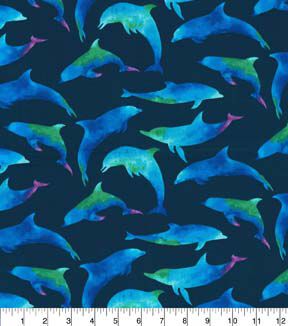 Fabric Traditions Blue Ombre Dolphins Novelty Cotton Fabric