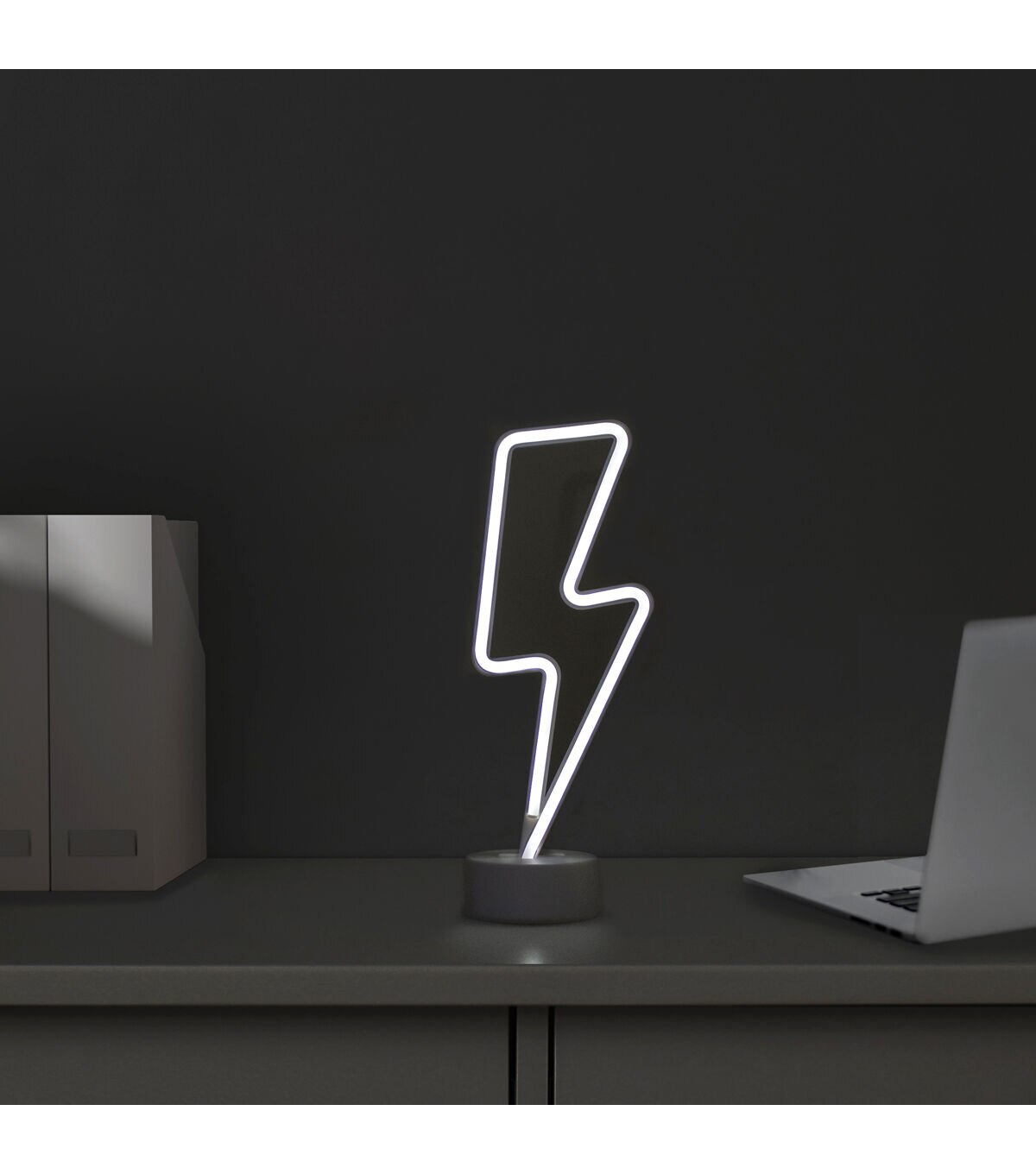 Northlight 11.5 White Battery Operated Neon LED Lightening Bolt Light