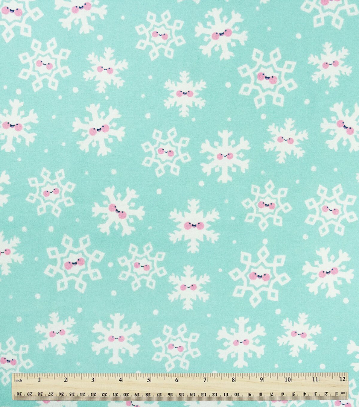 Snowflakes & Dots on Blue Super Snuggle Christmas Flannel Fabric by POP!