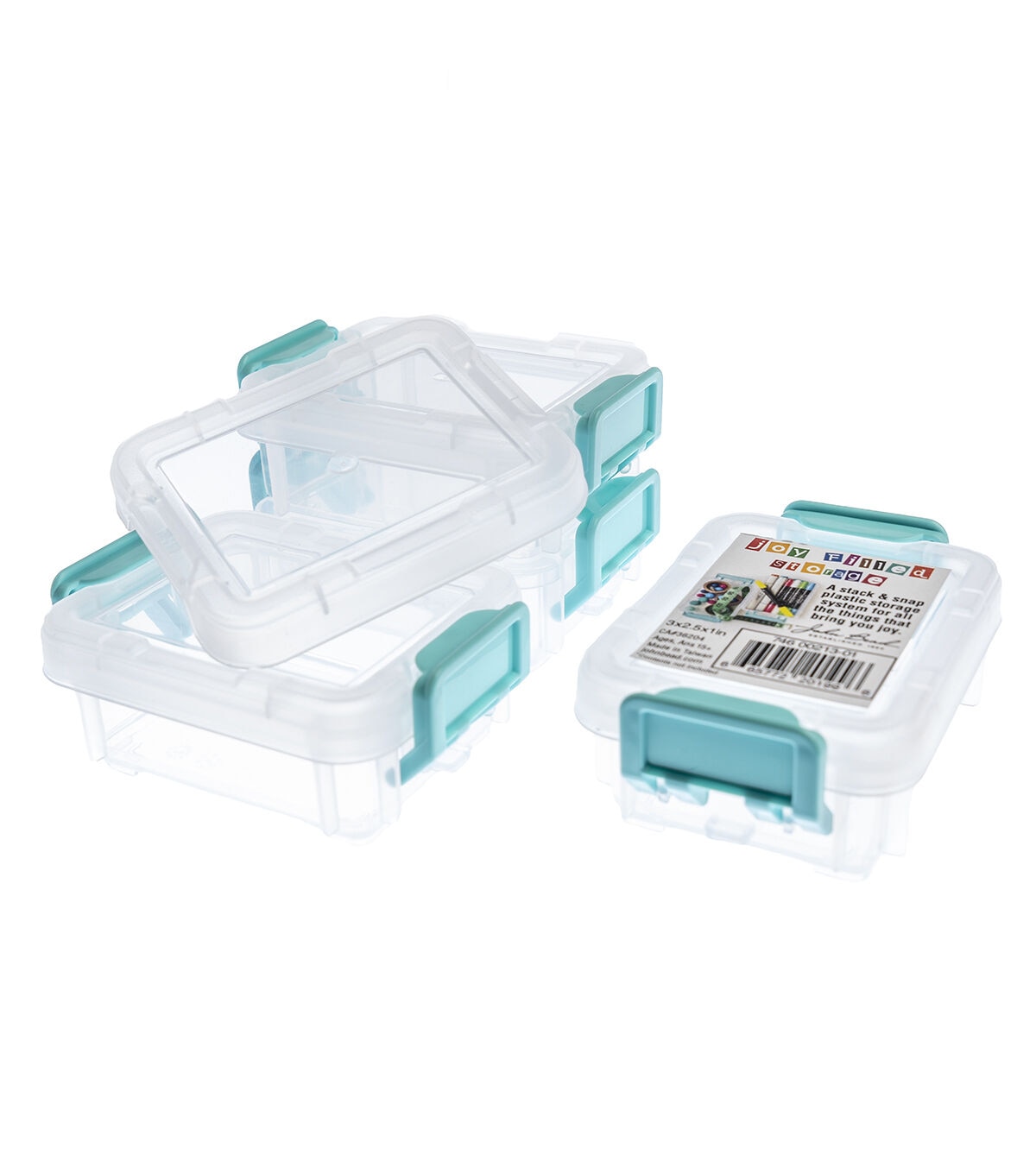 John Bead 3 x 2.5 Clear Joy Filled Stackable Storage Containers 4pk