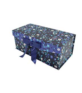 11.5 Floral on Dark Blue Flip Top Box With Bow by Place & Time