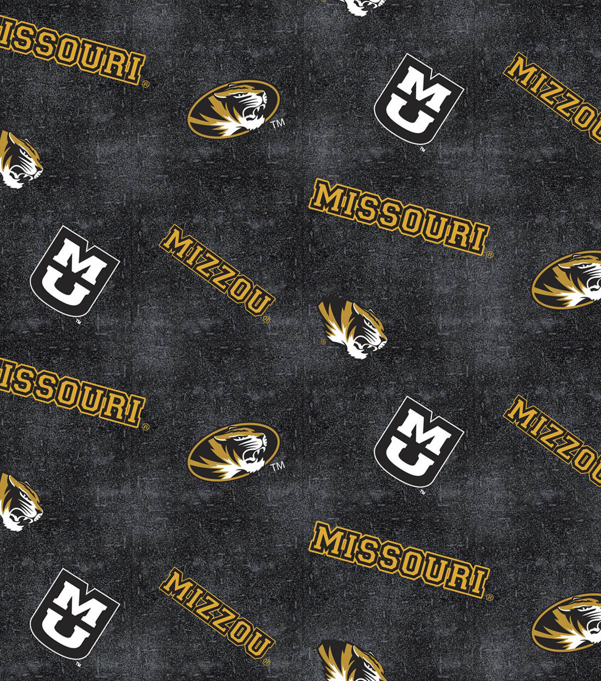 University of Missouri Tigers Flannel Fabric 42 Distressed Logo