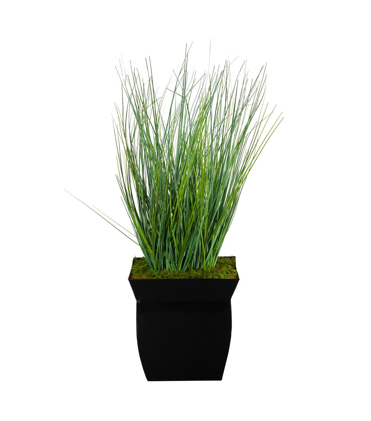 Nearly Natural 21 Onion Grass Artificial Plant in Black Metal Planter