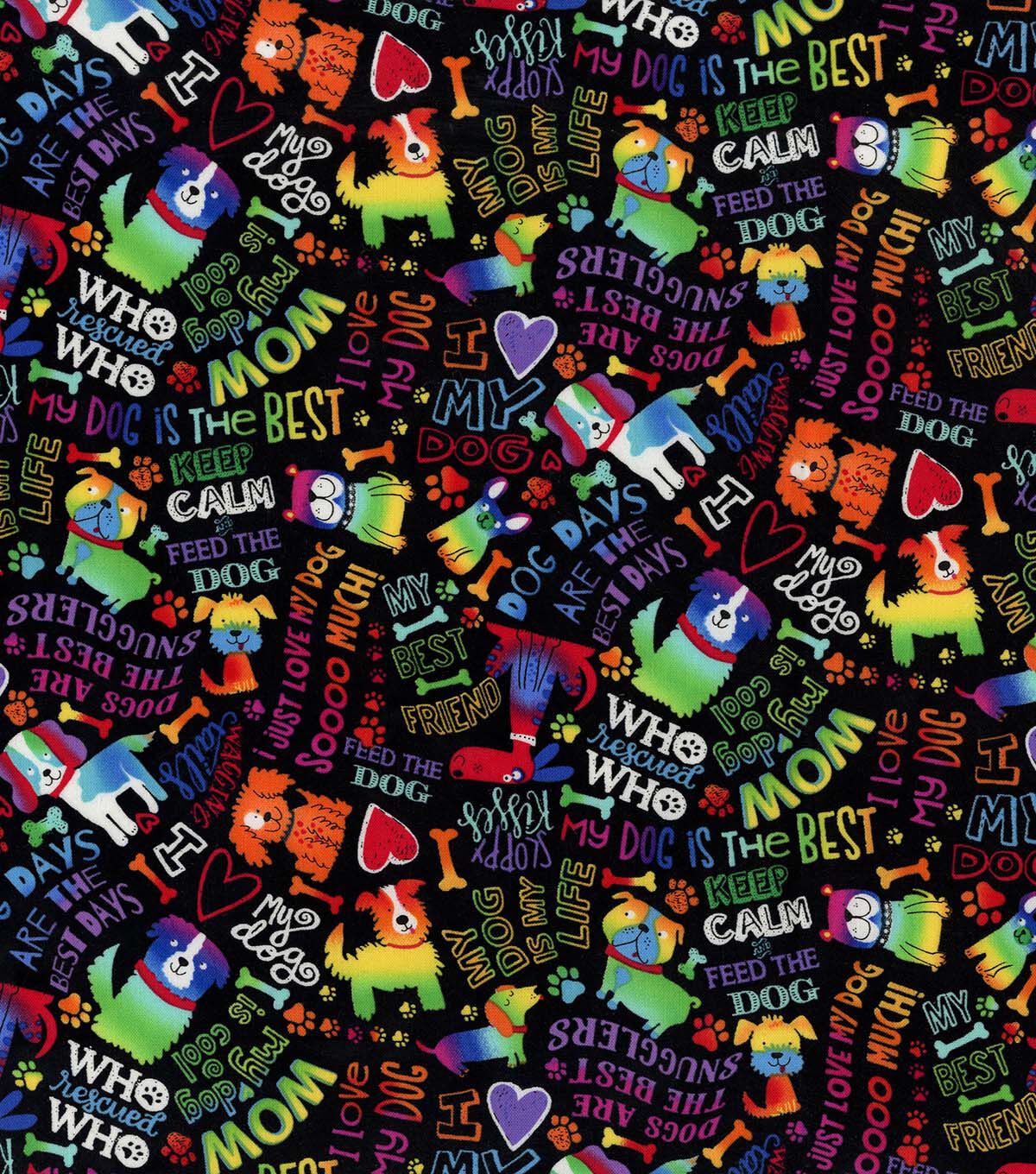 Hi Fashion Multicolor My Dog Is The Best Novelty Cotton Fabric