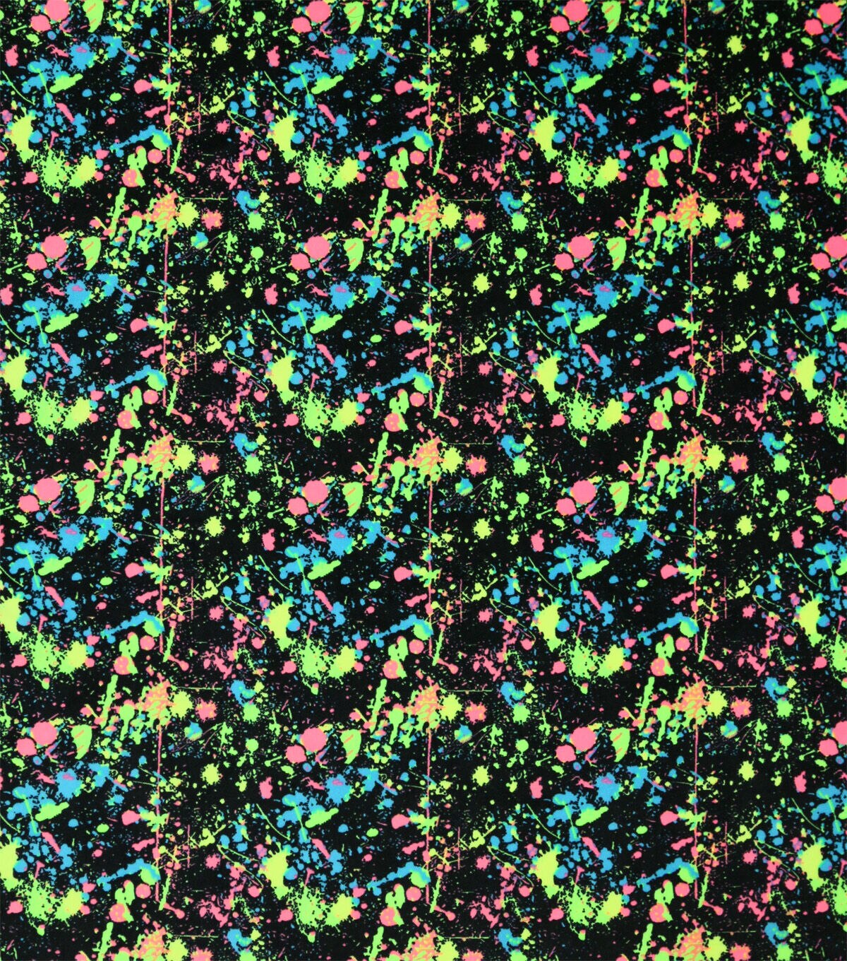 Neon Splatter Paint on Black Pure Plush Fabric