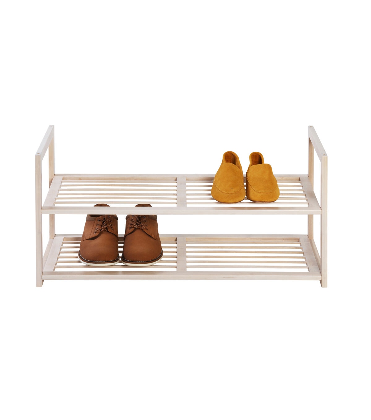 Honey Can Do 28 White Wash 2 Tier Stackable Bamboo Shoe Rack 30lbs