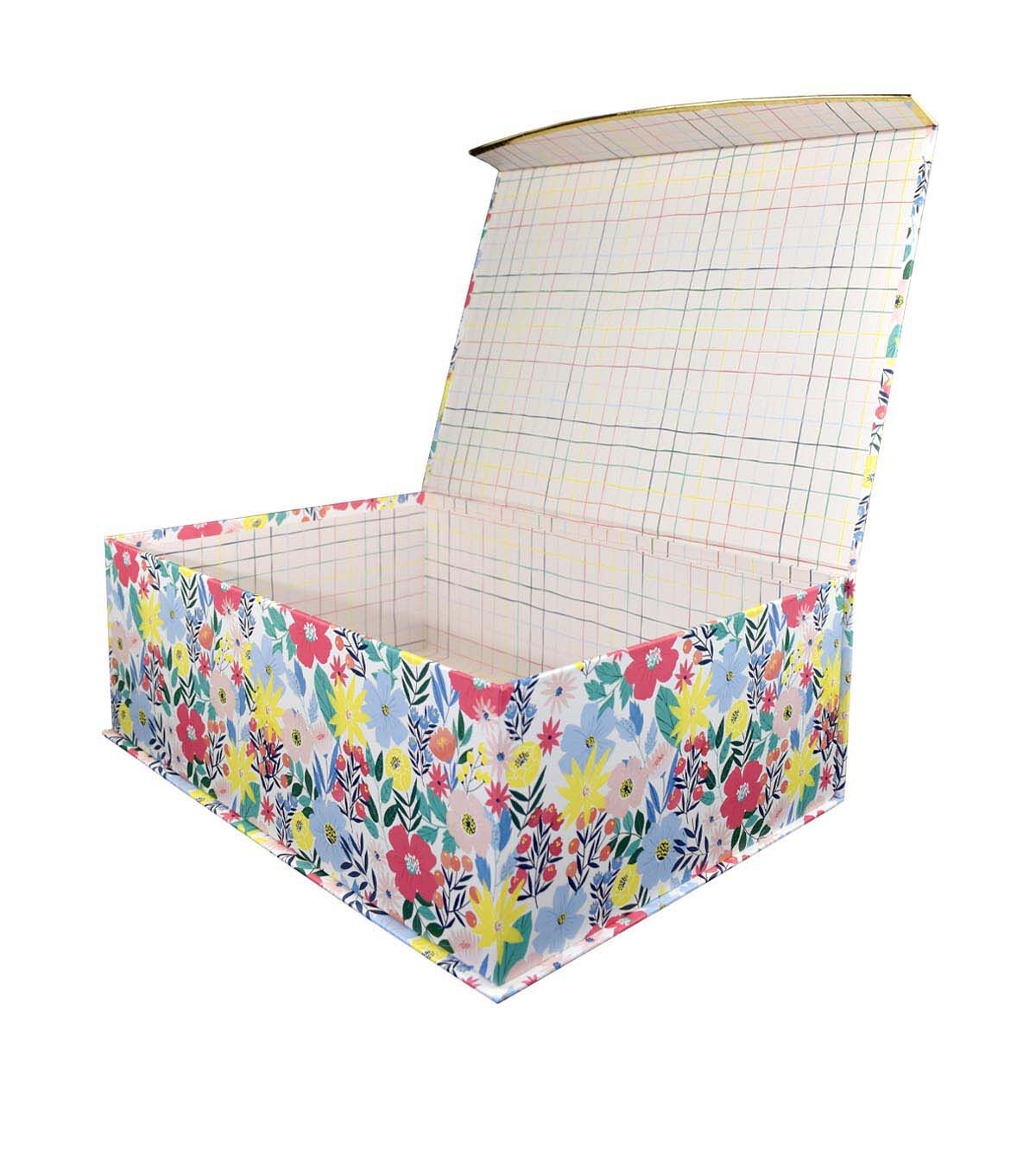 16 x 11 Multicolor Flower Garden Blue Flip Top Box by Place & Time