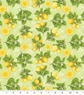 Springs Creative Yellow Botanical Lemons Novelty Cotton Fabric