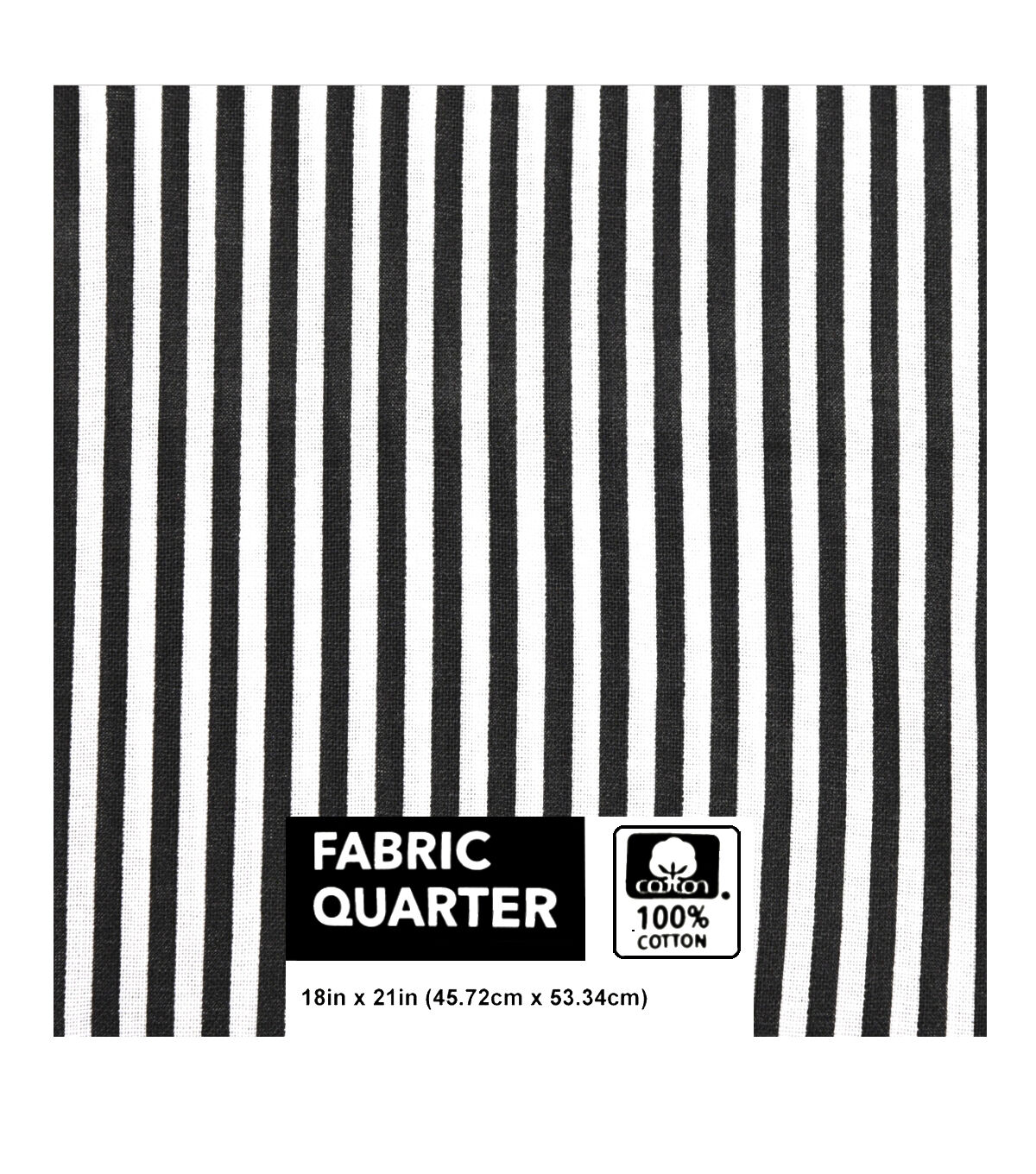 18 x 21 Black Stripes Cotton Fabric Quarter 1pc by Keepsake Calico