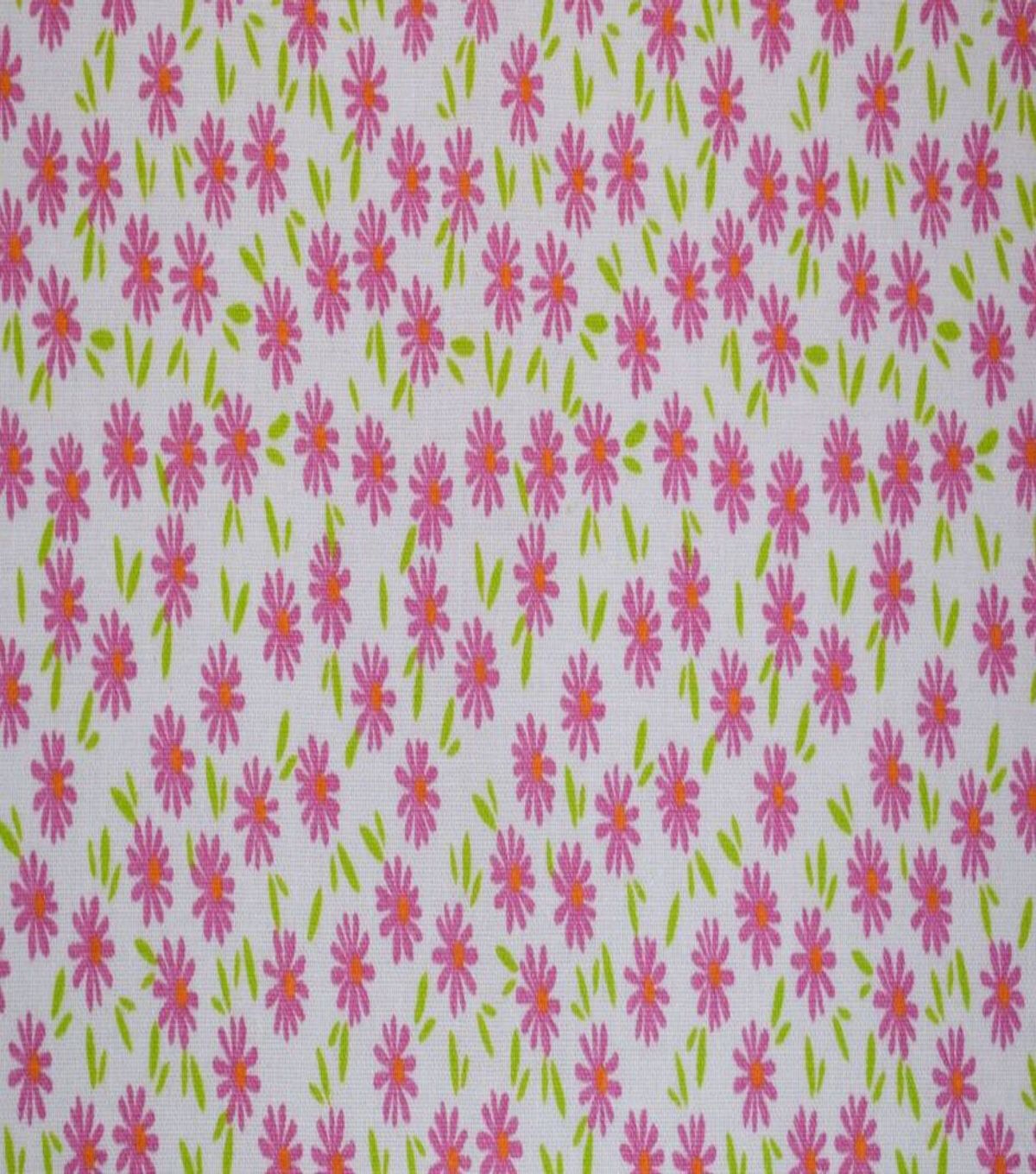 Pink Packed Ditsy Floral on White Cotton Fabric by Quilter's Showcase