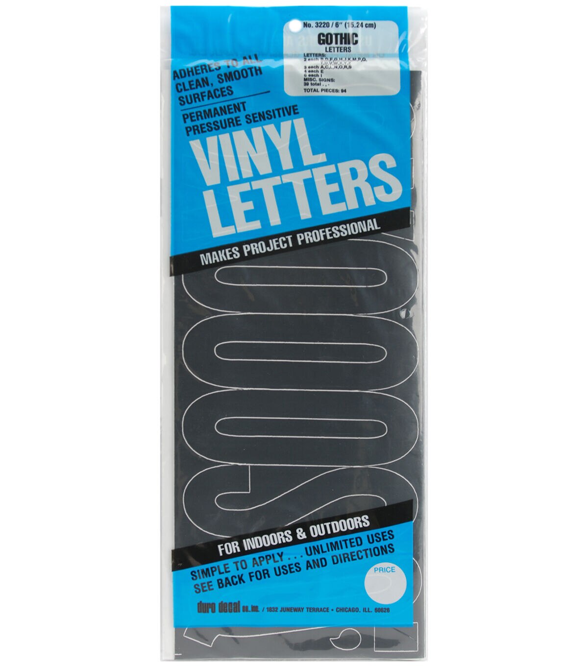 Duro Decal 94 Pk 6'' Permanent Adhesive Vinyl Letters Black