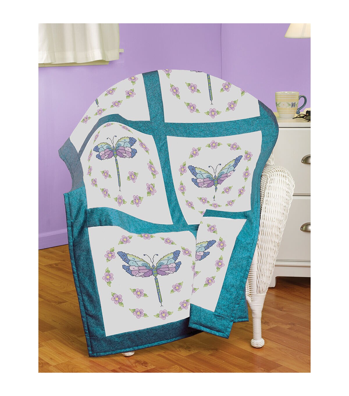 Janlynn 18 Dragonfly Quilt Block Stamped Cross Stitch Kit 6pk