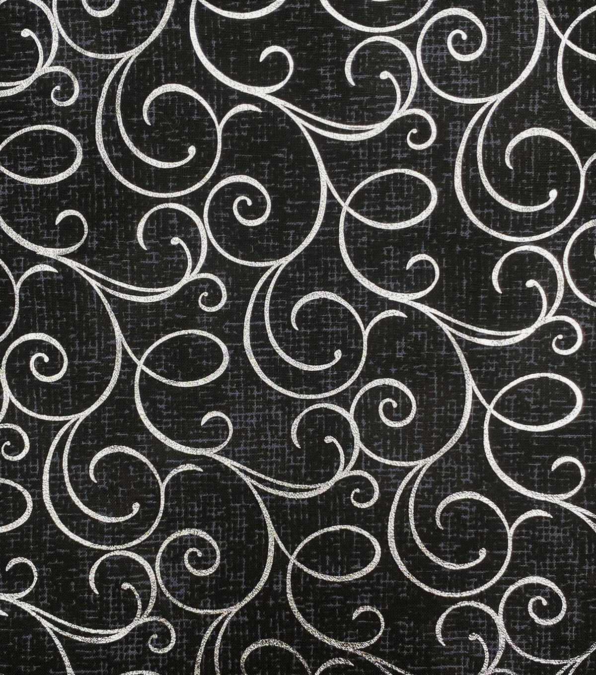 Swirls on Black Quilt Foil Cotton Fabric by Keepsake Calico