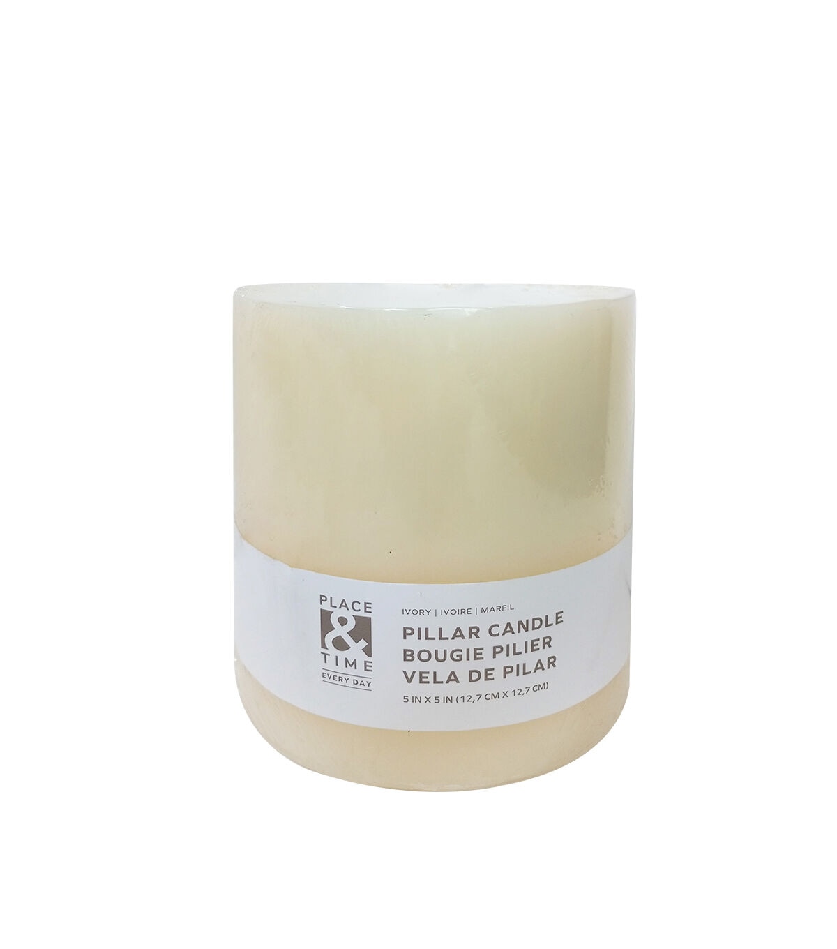 5 x 5 Ivory 3 Wick Unscented Poured Pillar Candle by Place & Time