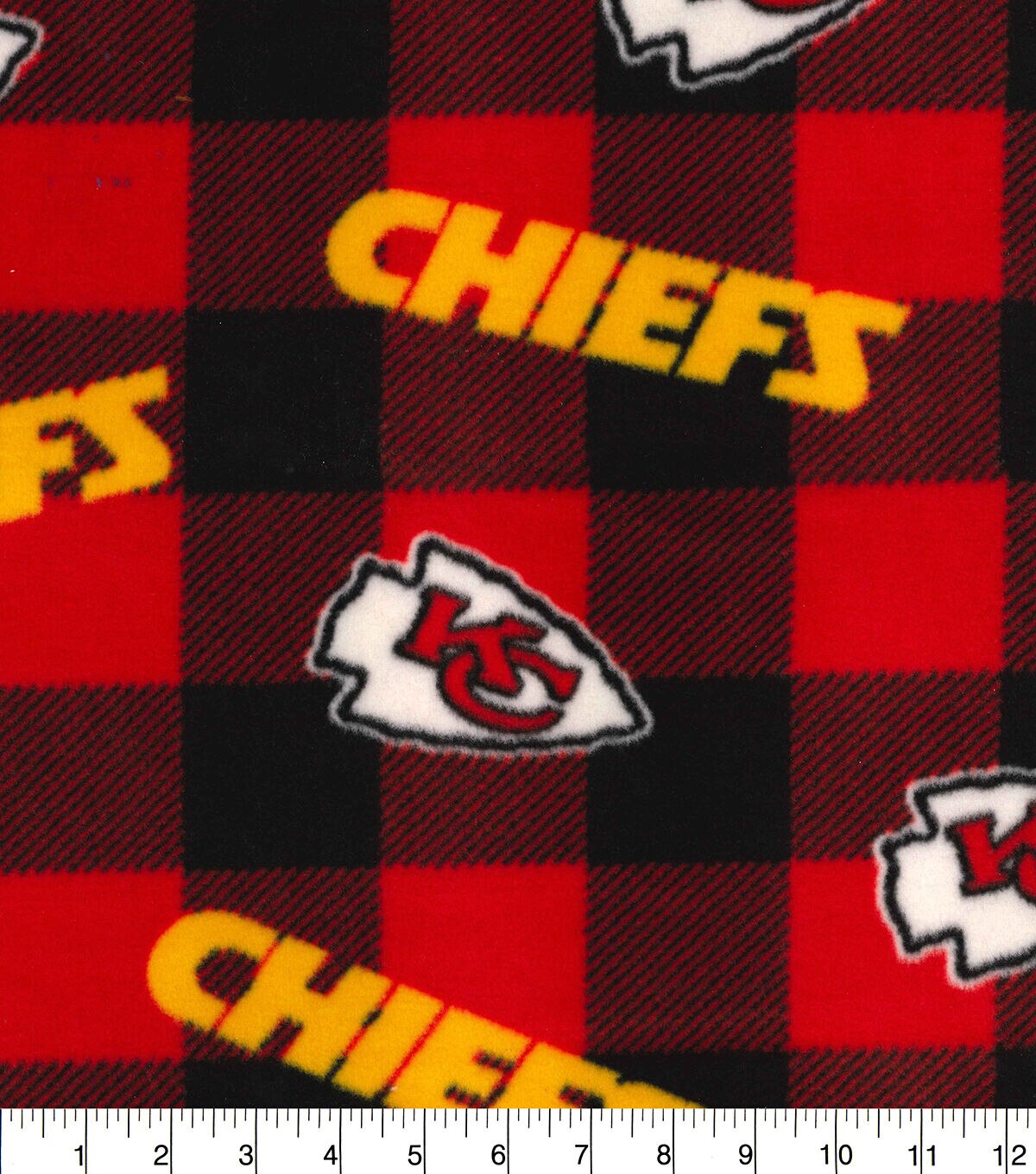 Fabric Traditions Kansas City Chiefs Fleece Fabric Buffalo Check