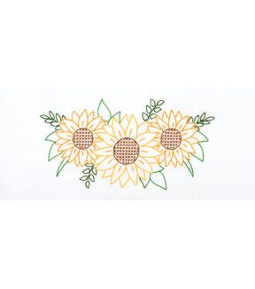 Jack Dempsey Golden Sunflowers Stamped Perle Edge Pillowcases 2pk