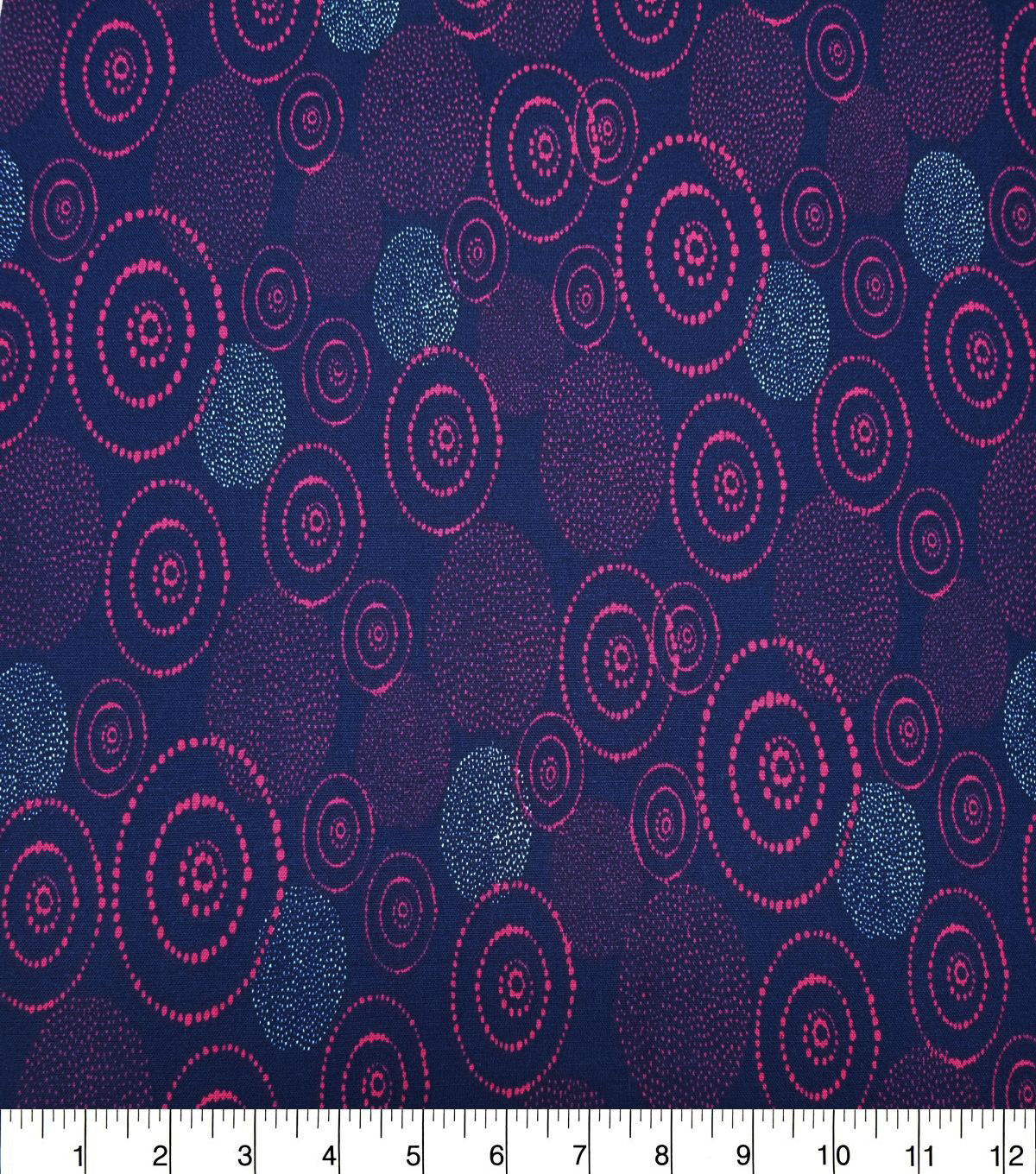 Pink Circles on Navy Quilt Cotton Fabric by Quilter's Showcase