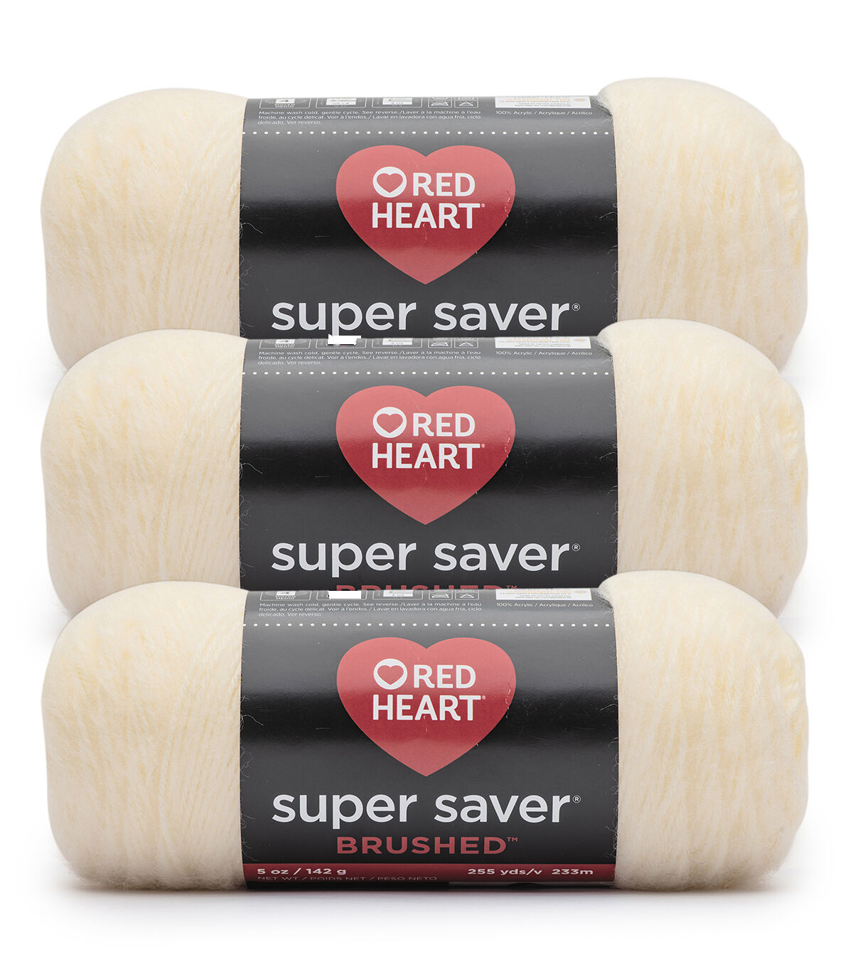 Red Heart Super Saver Brushed 260yds Worsted Acrylic Yarn 3 Bundle