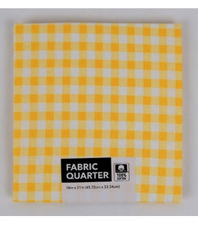 18 x 20 Yellow Checkered Cotton Fabric Quarter 1pc by Keepsake Calico