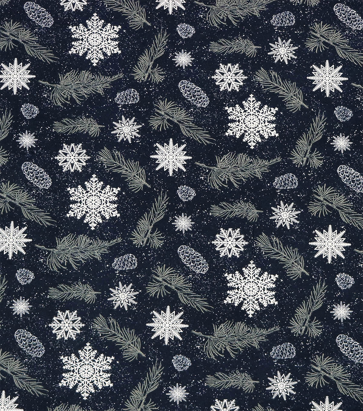 Snowflakes & Pine Needles Super Snuggle Christmas Flannel Fabric