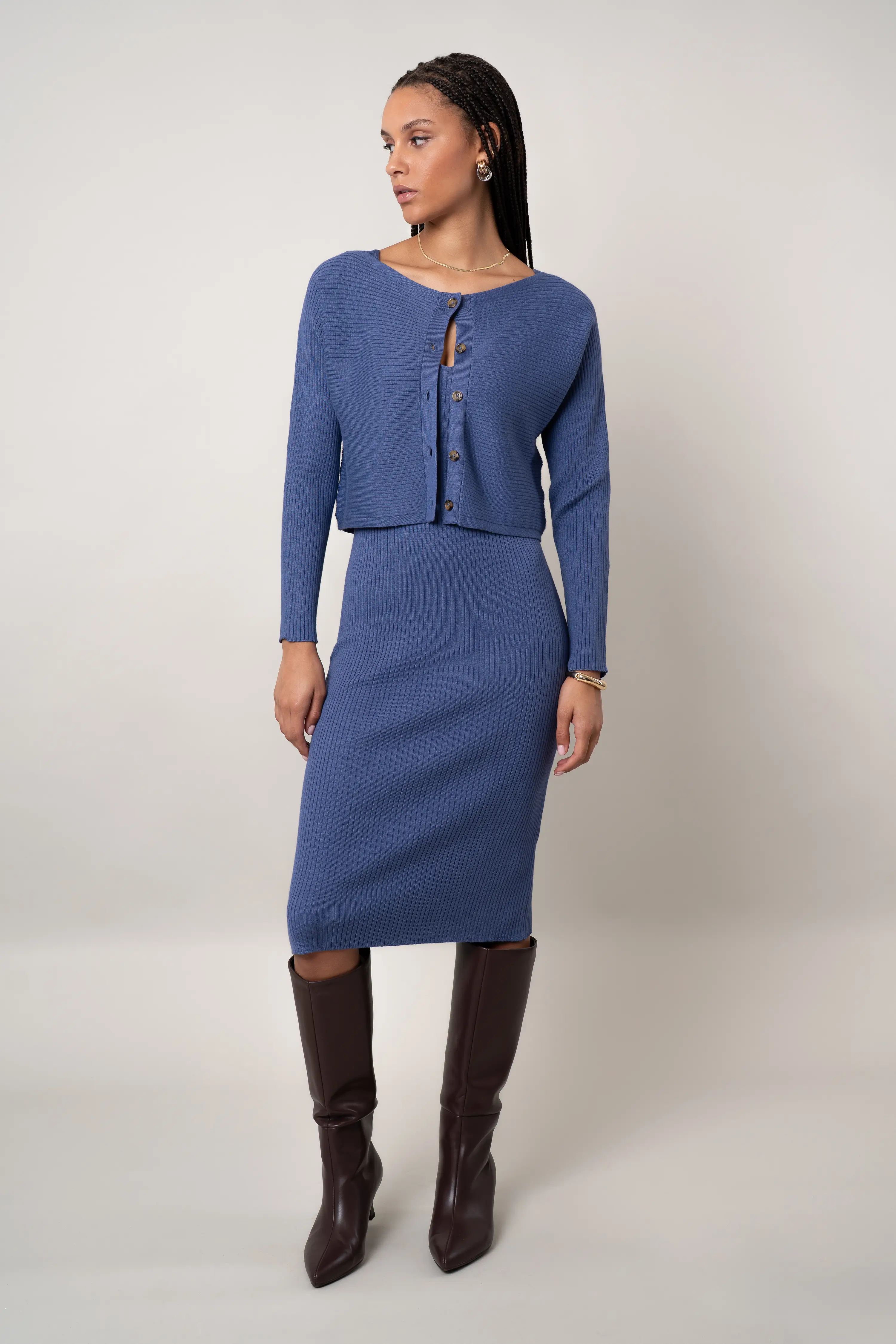 The Two-Piece Ribbed Dress Set