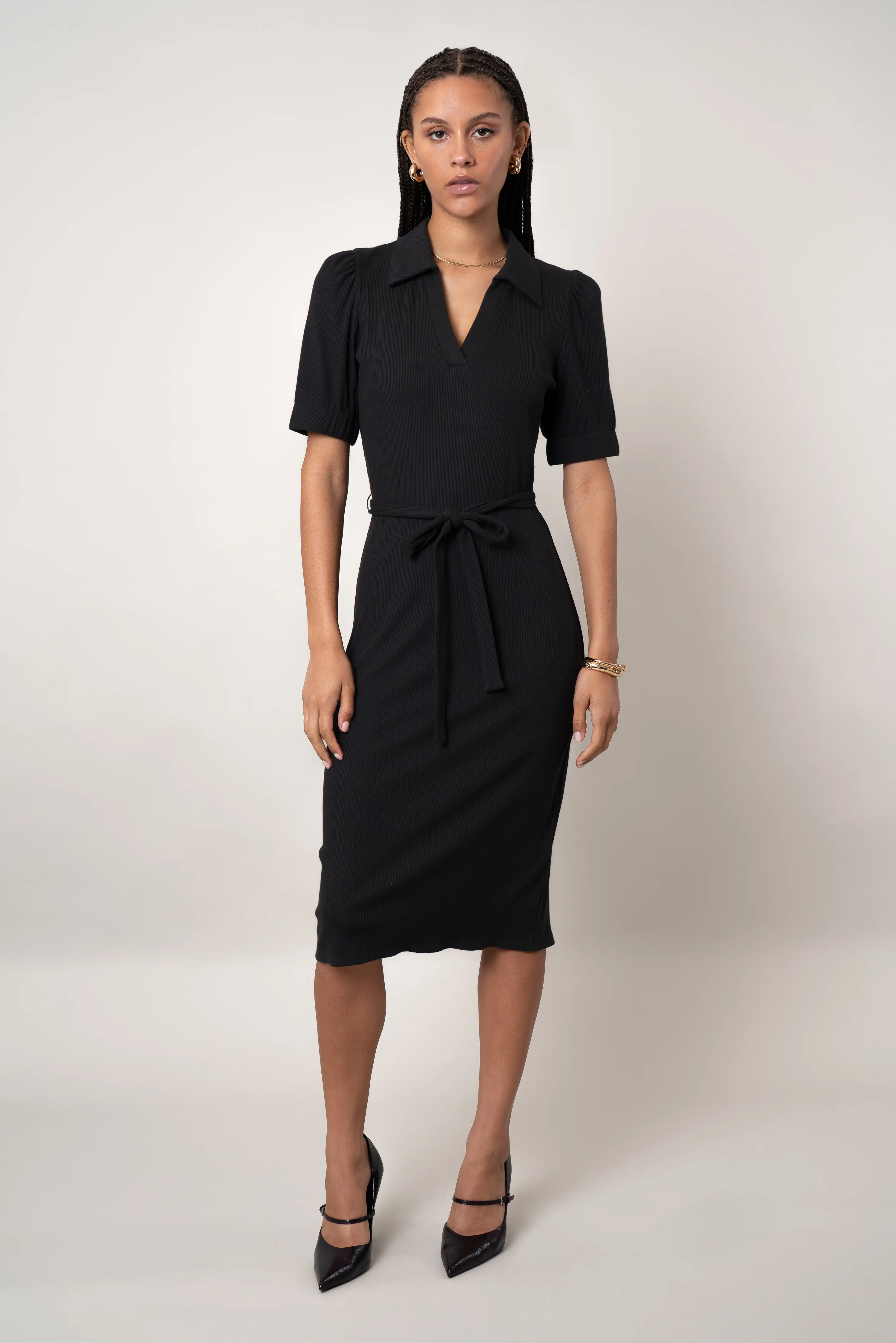 The Belted Knit Midi Dress