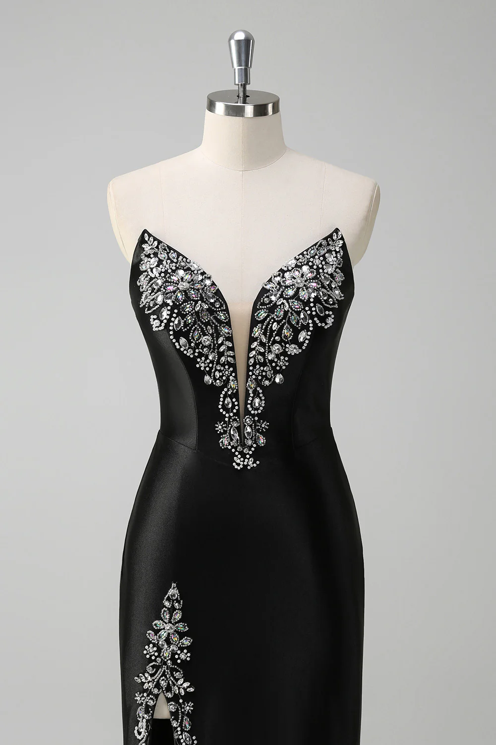 Sparkly Black Mermaid Beaded Long Prom Dress with Slit - VNBITS