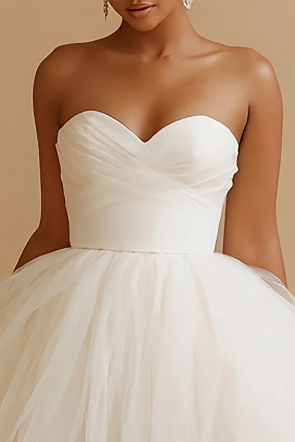 White Sweetheart Tulle A Line Short Bachelorette Dress - VNBITS