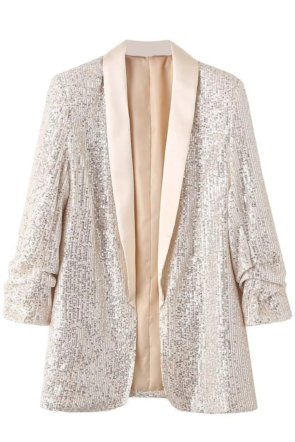 Sparkly Champagne Sequin Prom Party Blazer For Women - VNBITS