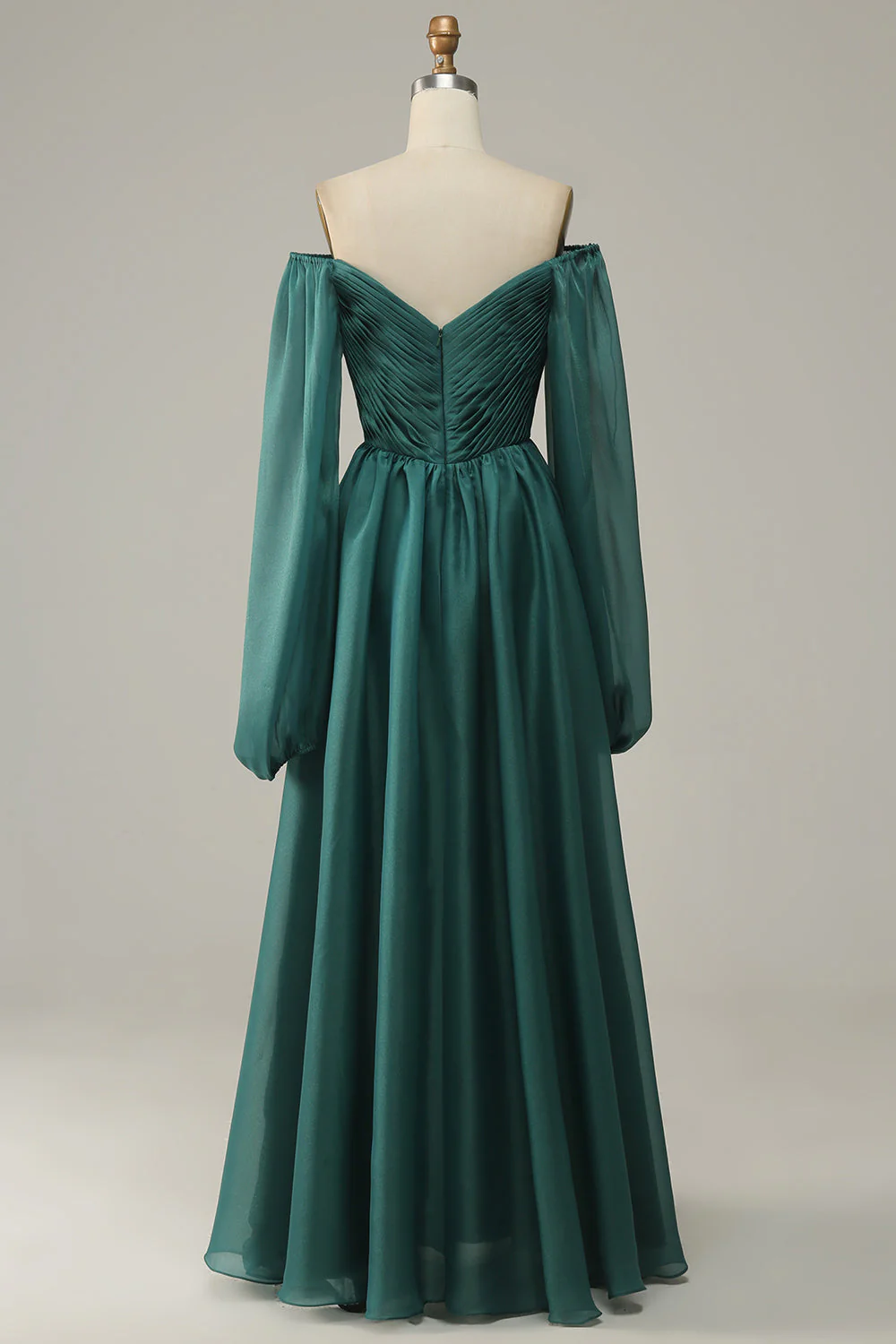 Off Shoulder Long Sleeves Prom Dress with Ruffles - VNBITS
