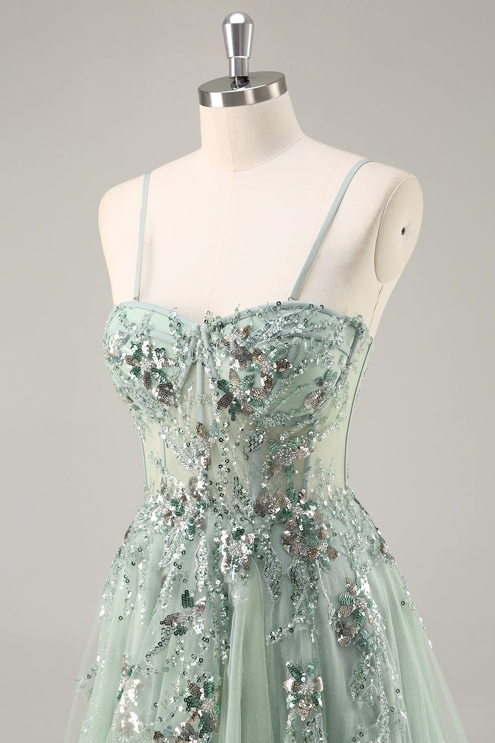 Sparkly Navy Corset Sweetheart Long Prom Dress with Appliques - VNBITS