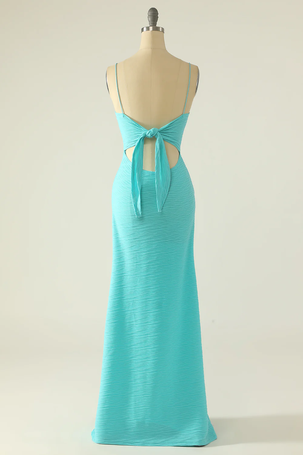 Pink Spaghetti Straps Cut Out Wedding Guest Dress With Bow - VNBITS