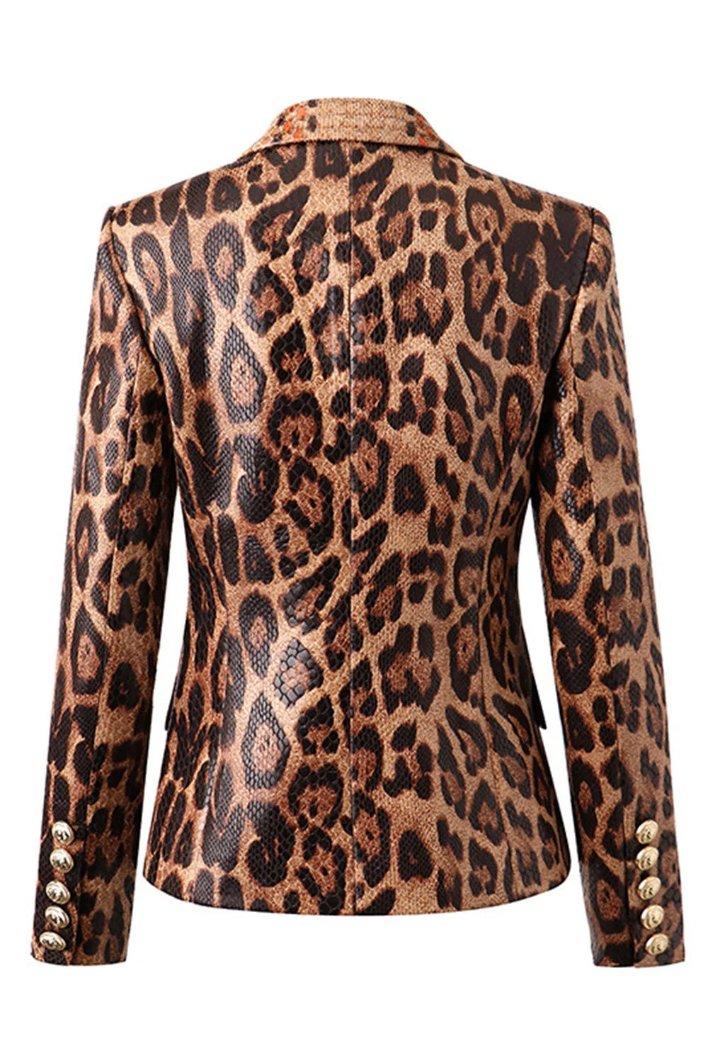 Leopard Print Peak Lapel Long Sleeves Women Blazer - VNBITS