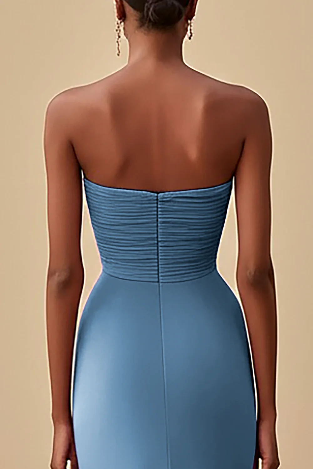 Elegant Black Sheath Chiffon Strapless Long Formal Dress with Slit - VNBITS
