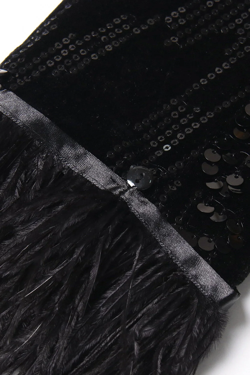 Sparkly Black Peak Lapel Sequins Women Blazer with Feathers - VNBITS