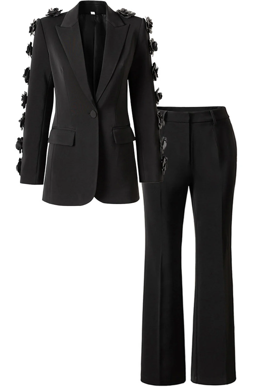 Black 2 Piece Peak Lapel Women Formal Suits - VNBITS