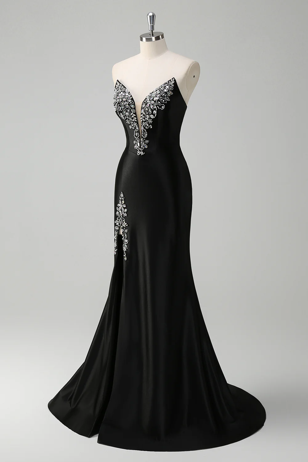 Sparkly Black Mermaid Beaded Long Prom Dress with Slit - VNBITS