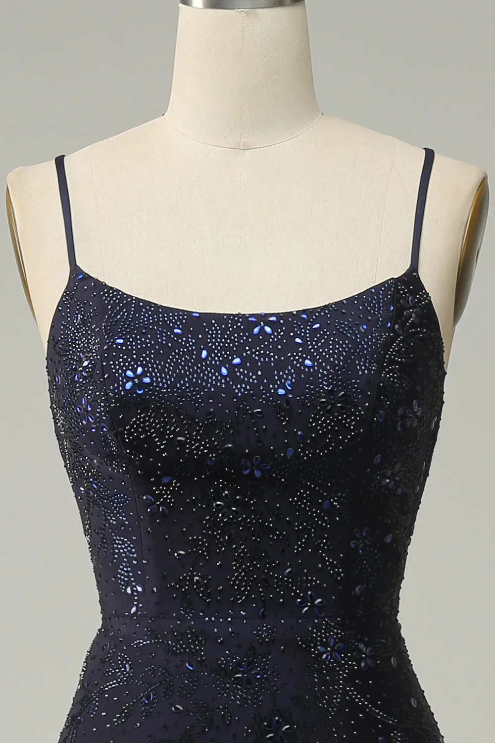 Navy Strapless Sweetheart Beaded Prom Dress with Split - VNBITS