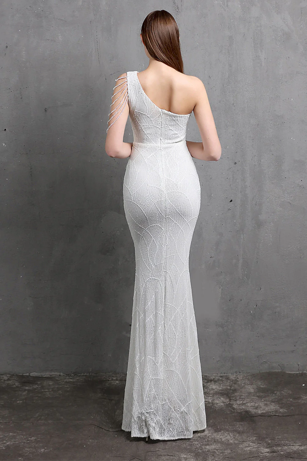 Gold Mermaid One Shoulder Sequin Prom Dresses - VNBITS