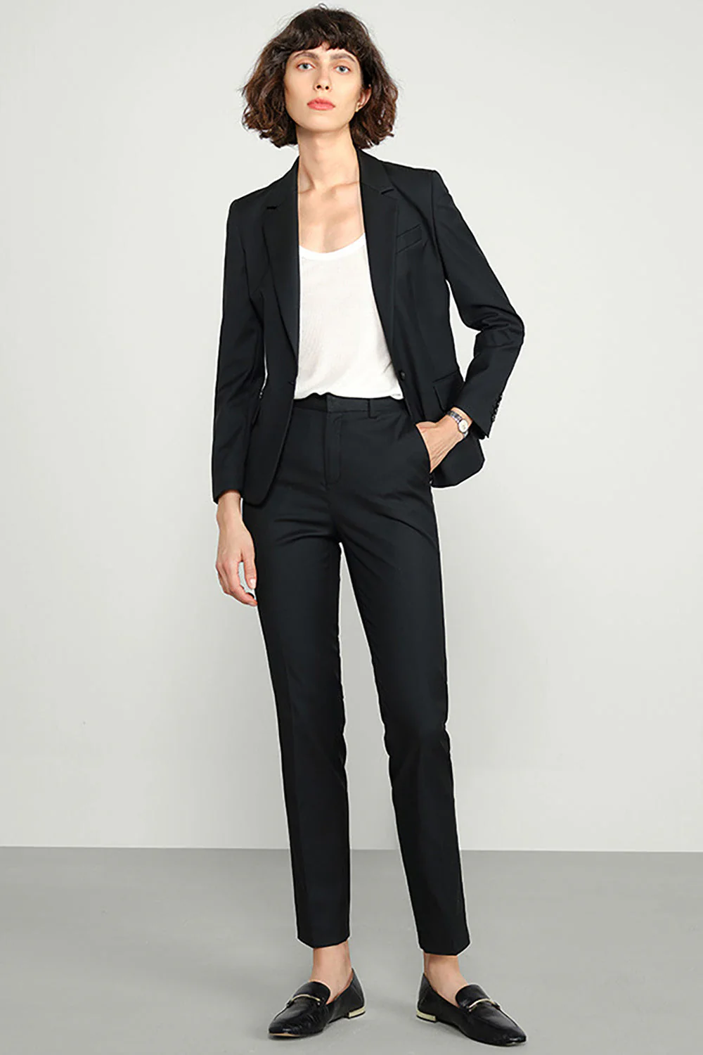 Grey Single Breasted Women Party Blazer - VNBITS