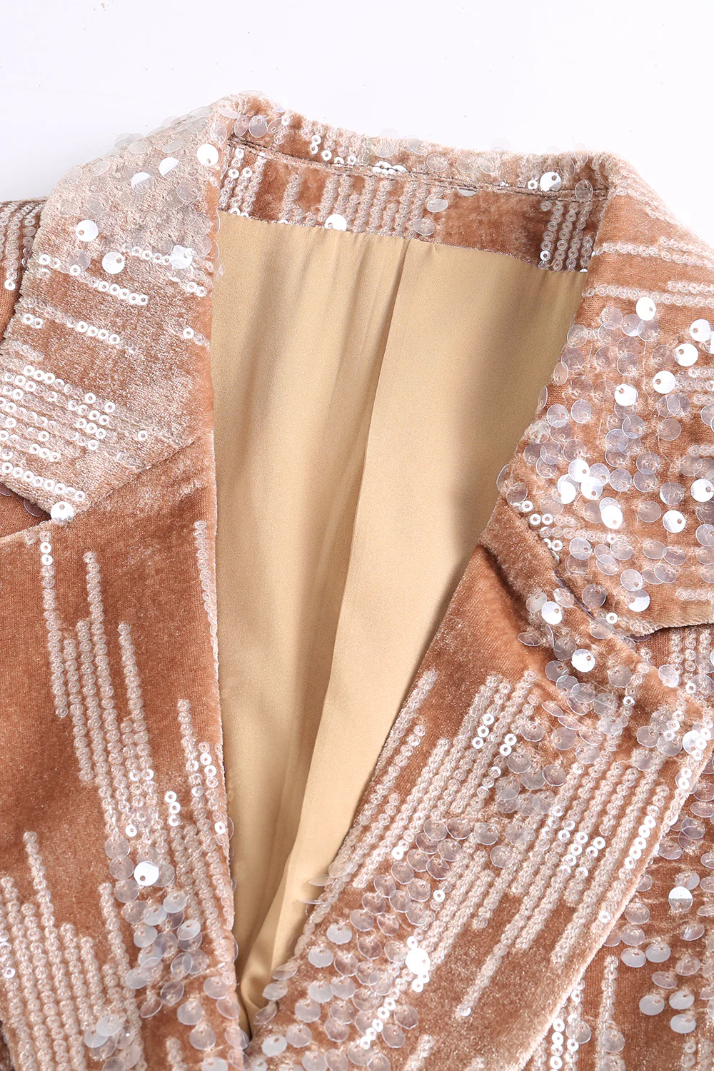 Sparkly Dusty Rose 2 Pieces Notched Lapel Women's Prom Suits with Feather - VNBITS
