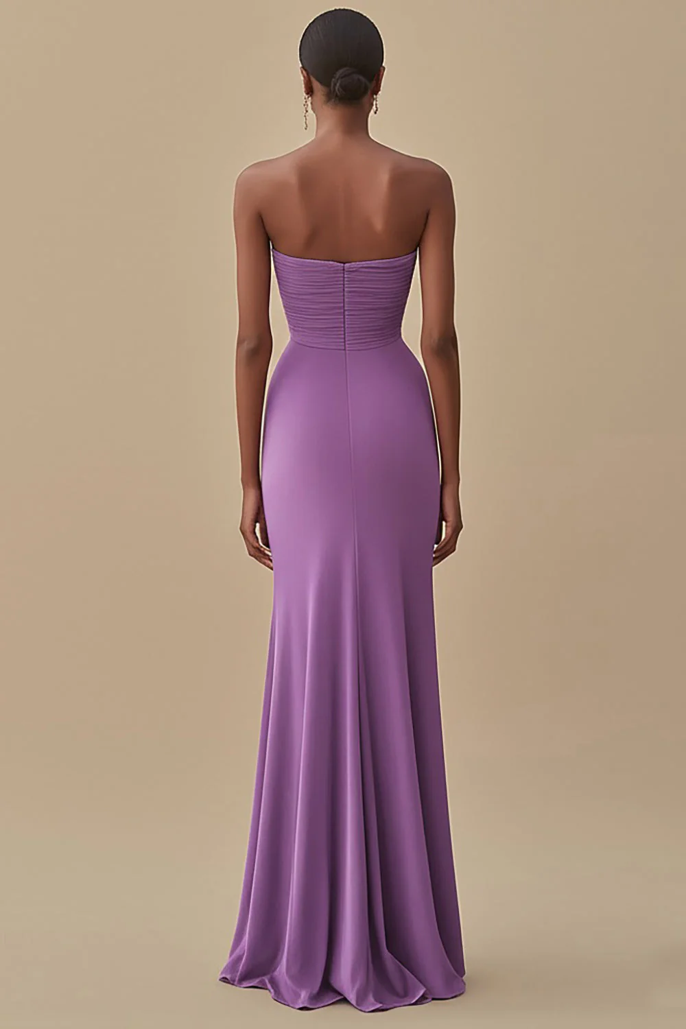 Elegant Black Sheath Chiffon Strapless Long Formal Dress with Slit - VNBITS