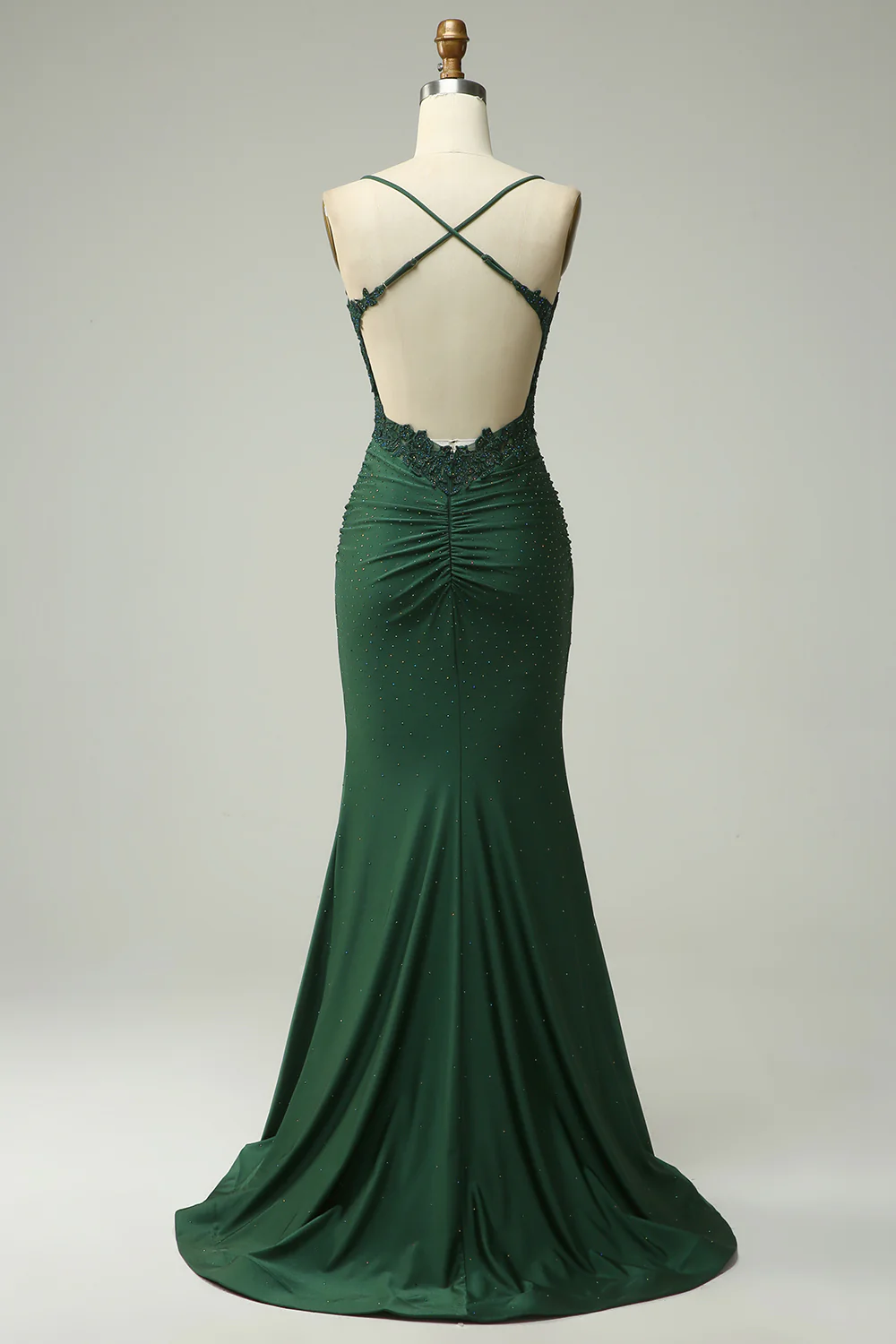 Mermaid Royal Blue Satin Spaghetti Straps Prom Dress - VNBITS