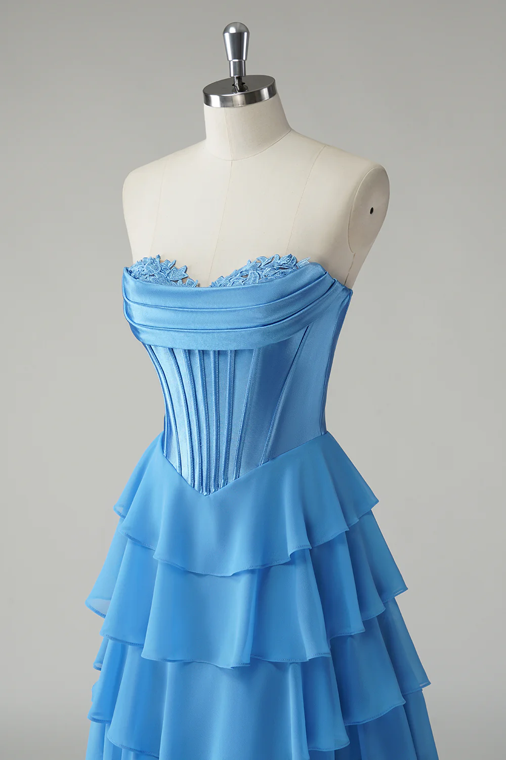 Yellow A-Line Tiered Sweetheart Long Prom Dress with Slit - VNBITS