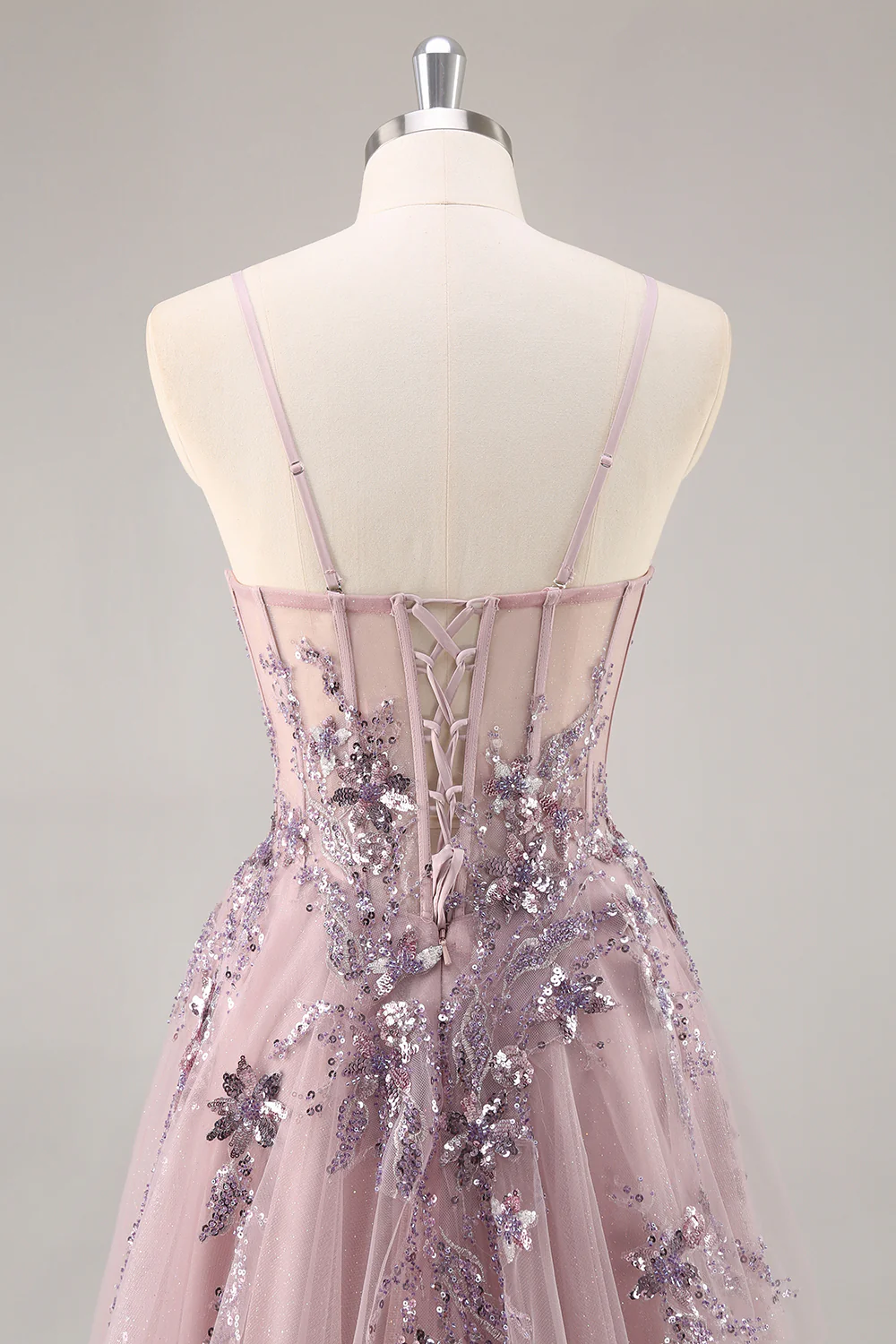 Sparkly Navy Corset Sweetheart Long Prom Dress with Appliques - VNBITS