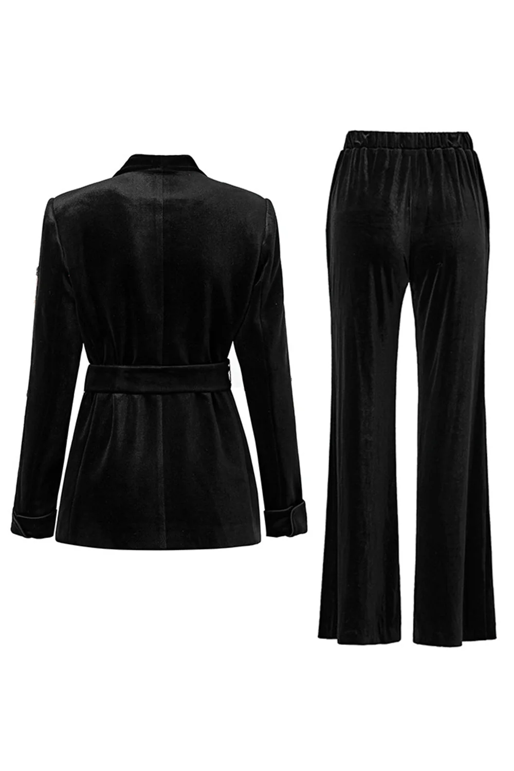 Black 2 Piece Shawl Lapel Women Party Suits - VNBITS